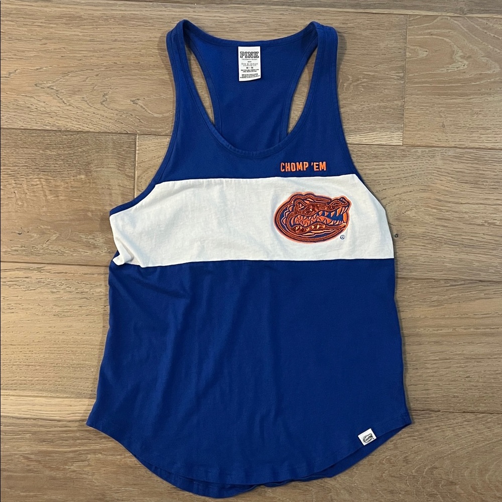 Victoria's Secret Blue and White Tank Top with Orange Accent